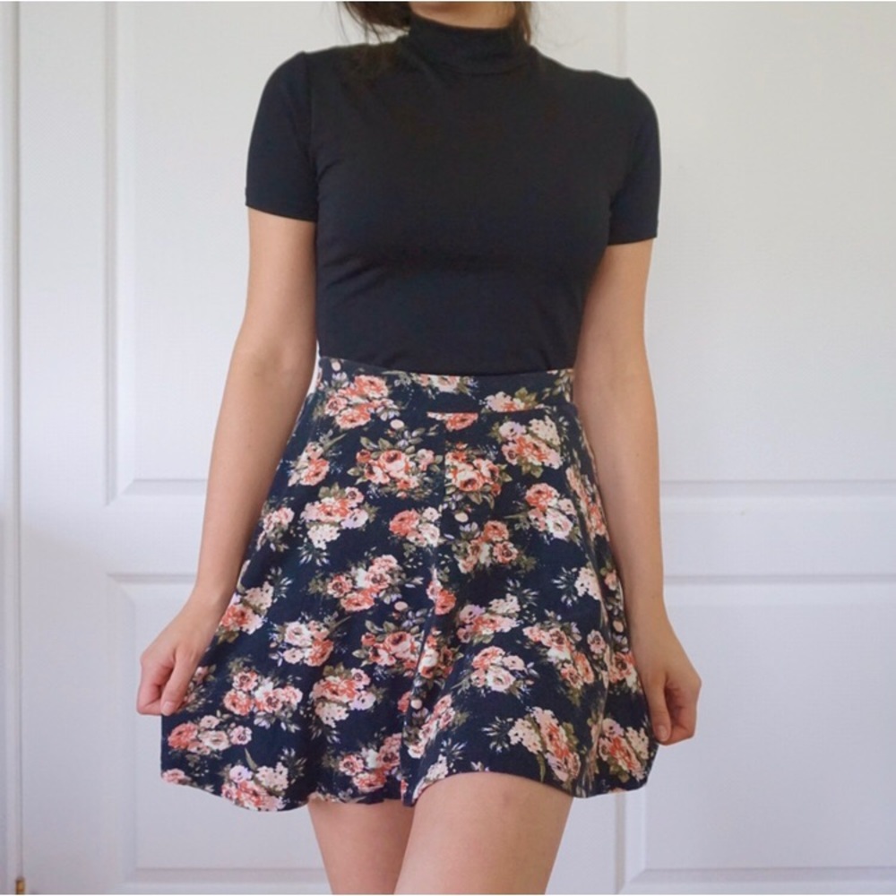 FLORAL HIGH WAISTED SKATER SKIRT